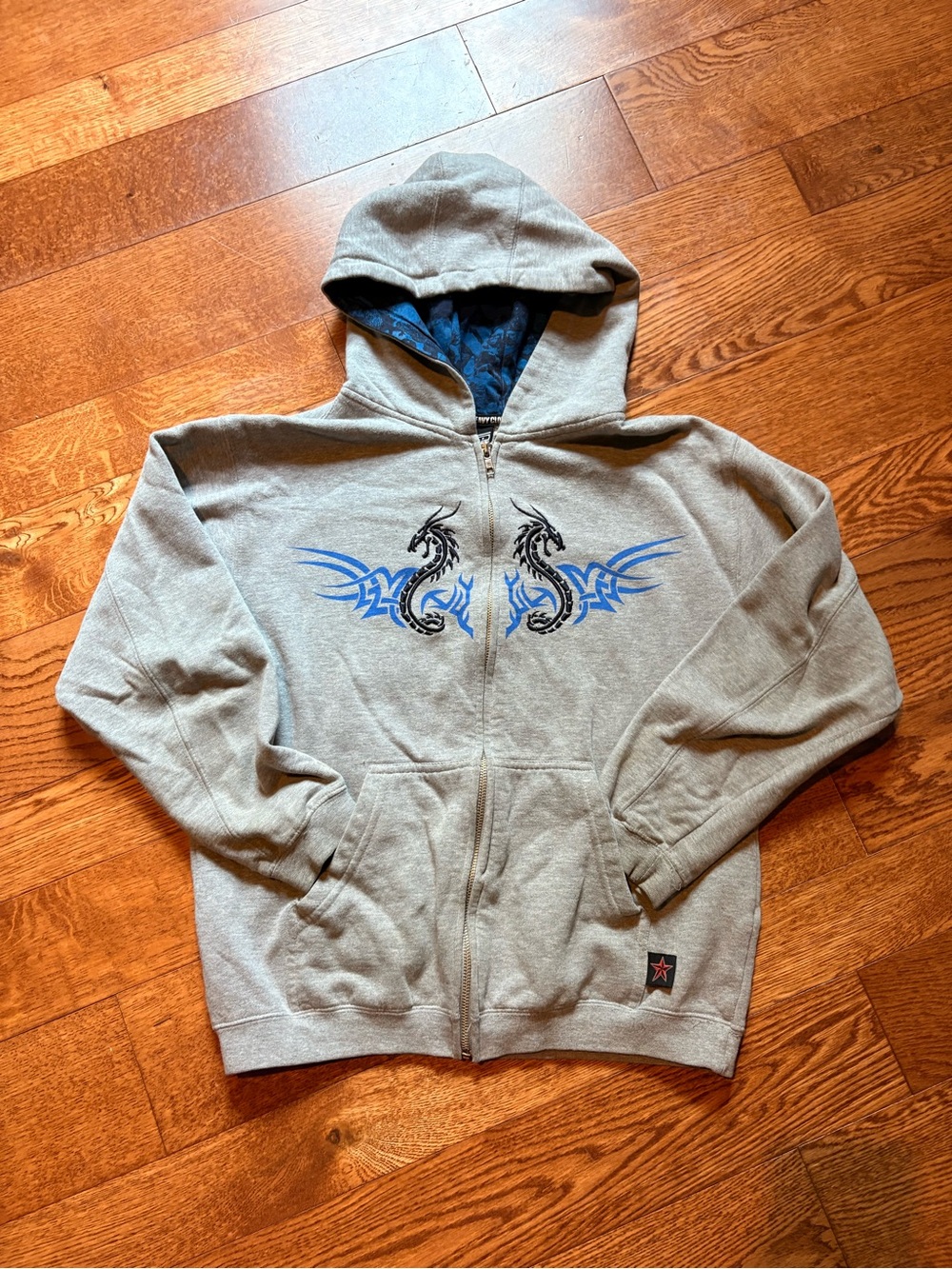 Men's Y2K Top Heavy Sweatshirt with Embroidered Dragons